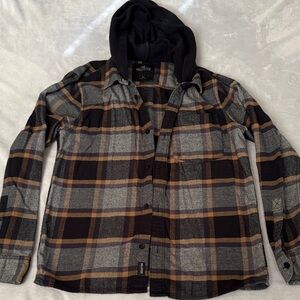 Men's Hollister Plaid Hooded Jacket- Small